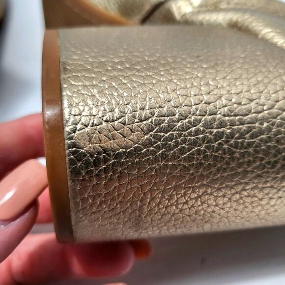 Old Navy Metallic Gold Block Heel Ankle Boots - Picture 9 of 11